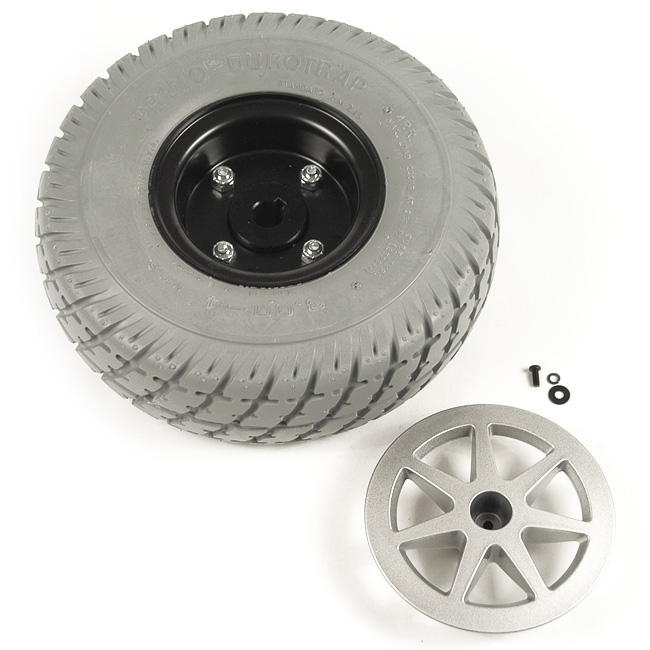 10" Gray Flat-Free Drive Wheel Assembly for Jazzy Select