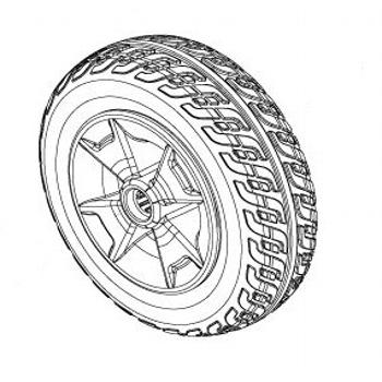 Wheel, Assy, Front, Black Tire/Silver Rim, Pu Foam, 3 Wheel, 8" Wheel, Assy, Front, Black Tire/Silver Rim, Pu Foam, 3 Wheel, 8"