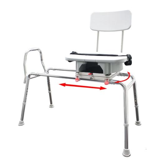 Sliding Transfer Bench with Replaceable Cut Out Swivel Seat Sliding Transfer Bench with Replaceable Cut Out Swivel Seat